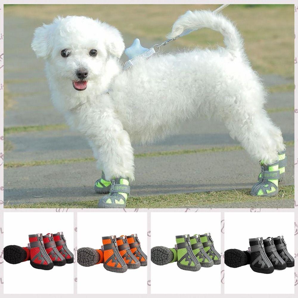 

4 шт./компл., противоскользящая дышащая обувь для щенков, дышащие носки для собак, пинетки для прогулок на открытом воздухе