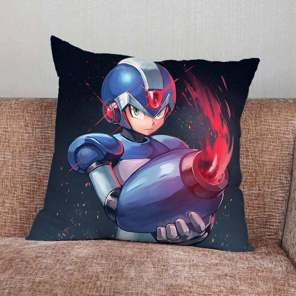 Game M-Megaman R-Rockman Pillow Case For Home Bedroom Car Office Decoration Living Room Sofa Cushion Cover Suitable