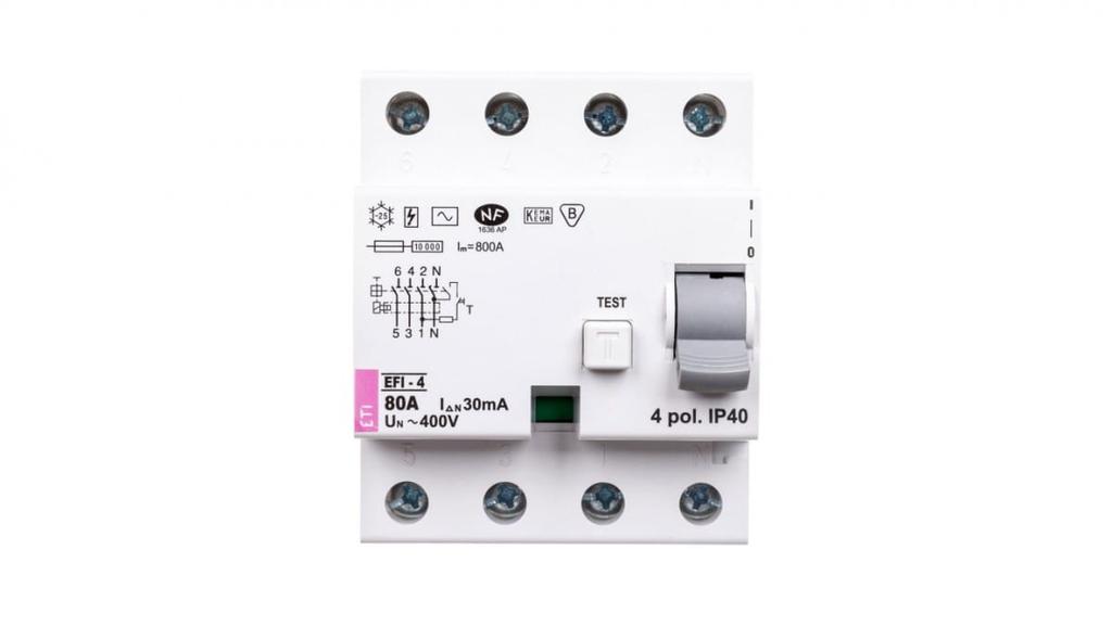 4P 80A 0.03A Differential Circuit Breaker Type Ac Efi-4 02062145
