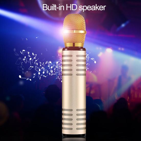 K6 Handheld Wireless Bluetooth-compatible Condenser Microphone Karaoke Speech Mic Speaker
