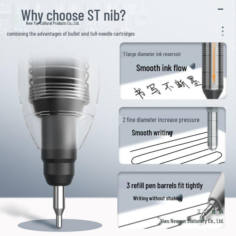 Quick-Dry 0.5mm Black Gel Pen Refill, Universal Needle Tip, Push-Action, Signing Replacement Core