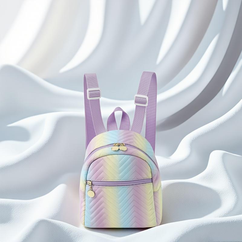 Cute Color Striped Mini Backpack, Women's Fashion Casual Travel Commuter Bag