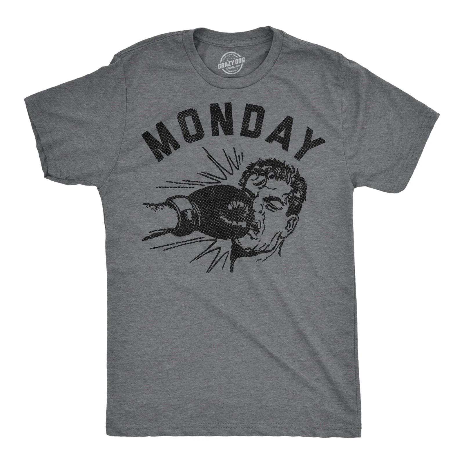 Mens Funny T Shirts Monday Face Punch Sarcastic Boxing Graphic Novelty Tee for XS