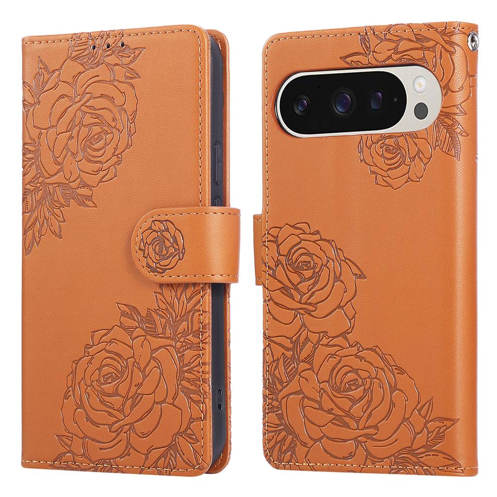 Etui dla Google Pixel 10 Pro XL/9 Pro XL Różowy Kwiat Skóra PU Portfel Pokrowiec na Telefon z 3 Miejscami na Karty/Pasek na Nadgarstek