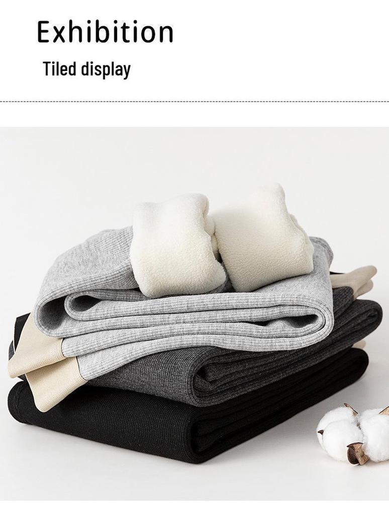 Dámské žebrované pruhované legíny s fleecovou podšívkou, zeštíhlující, s pasem "B"