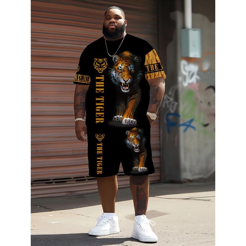 Summer men's casual round neck breathable T-shirt shorts set coo