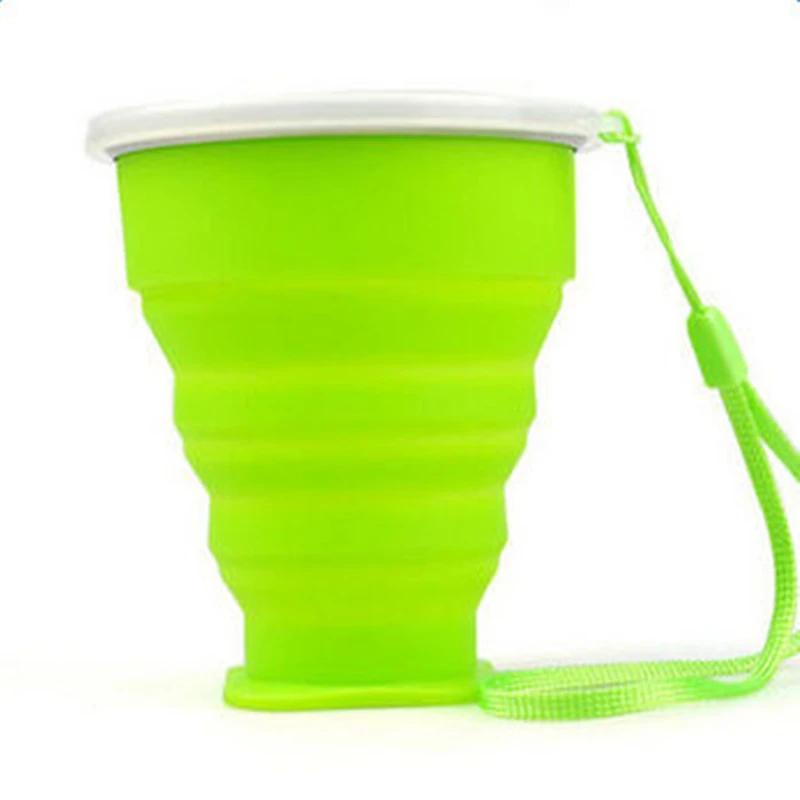 Portable Silicone Retractable Folding Cup With Lid Telescopic Collapsible Drinking Cup Outdoor Coffee Cups Kitchen Bar Supplies