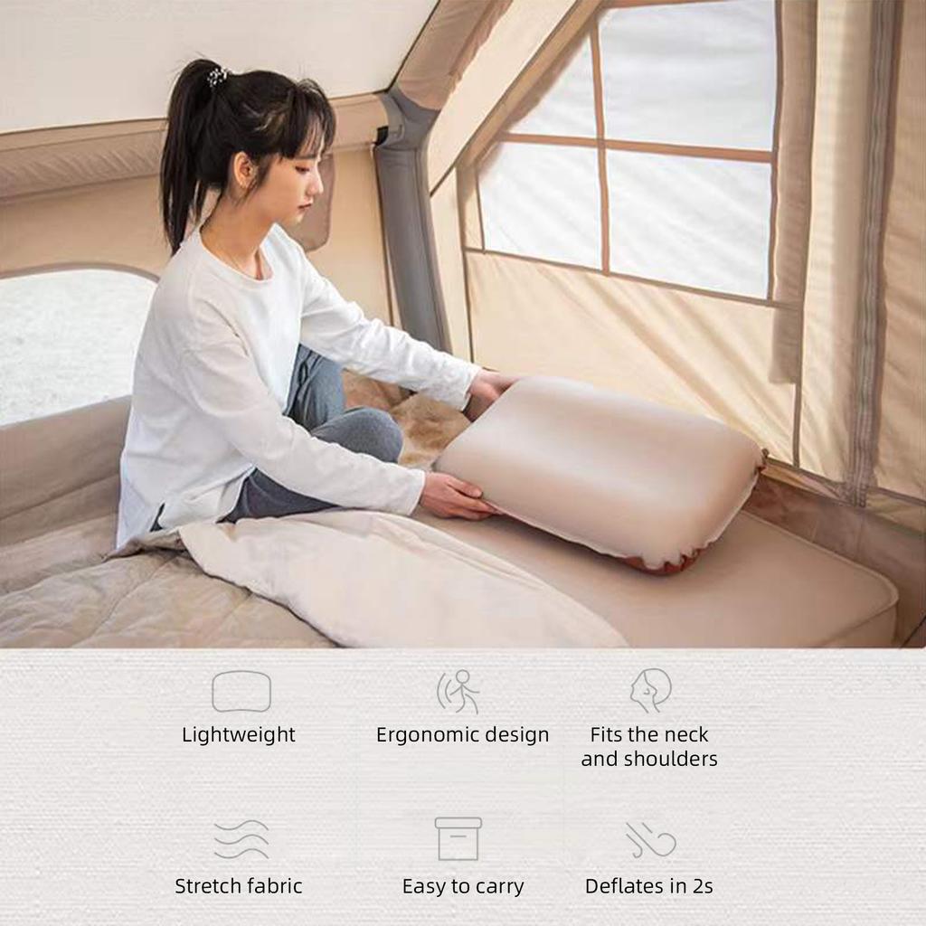 Sponge Pillow Automatic Inflatable Pillow Camping Tent   Cushion Pillow for Camping Traveling Hiking