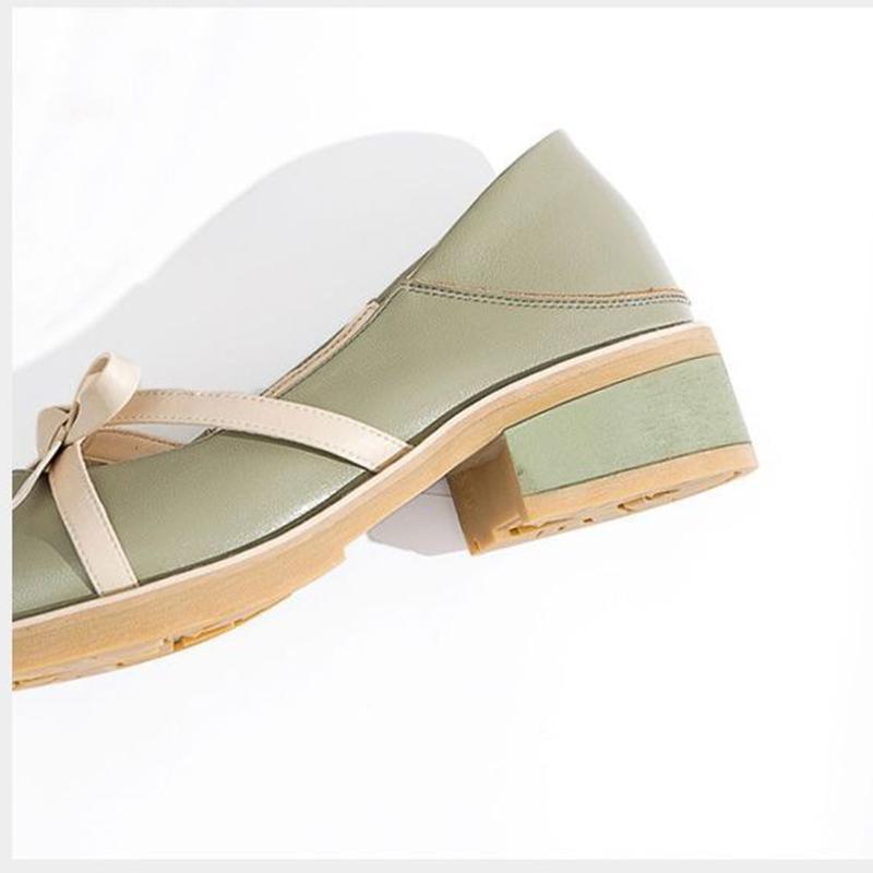 Fairy Mid-heel Single Shoes Spring All-match Shallow Mouth Small Leather Shoes Retro Women