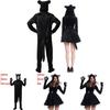 Animal Cosplay Costume For Adults Black Cat Onesie With Spandex Material For Halloween Events