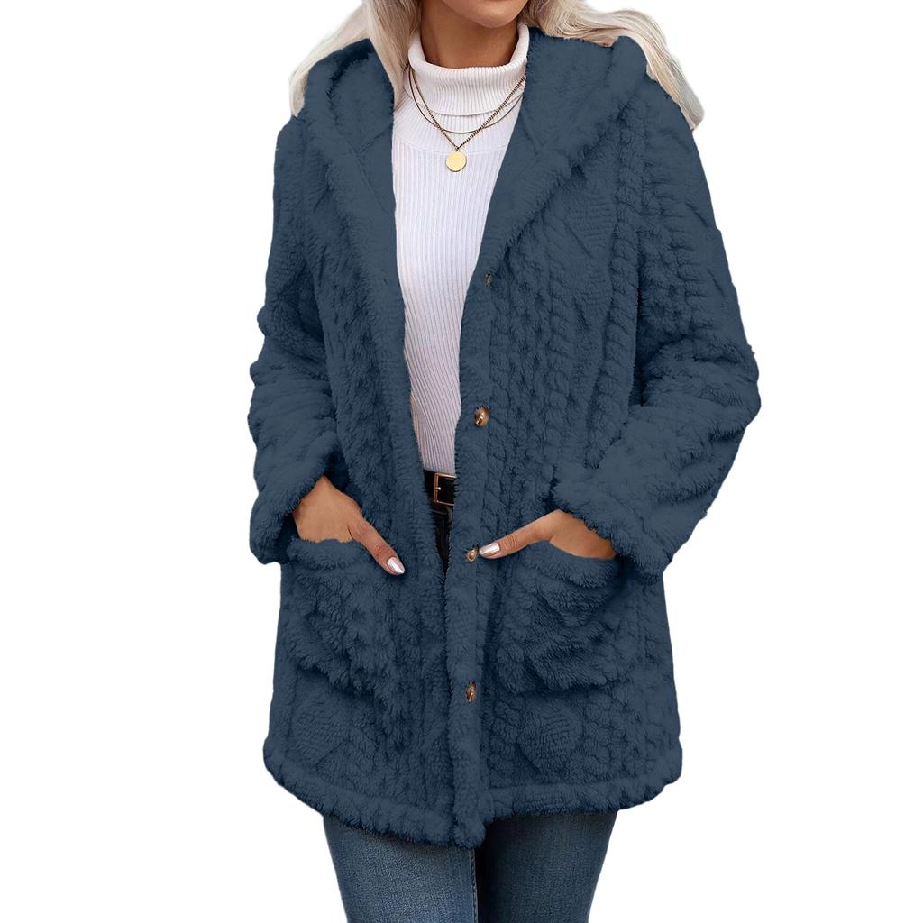 Womens Winter Coats Warm Plush Jackets Open Front Long Sleeve Cardigan Trendy Fuzzy Outerwear