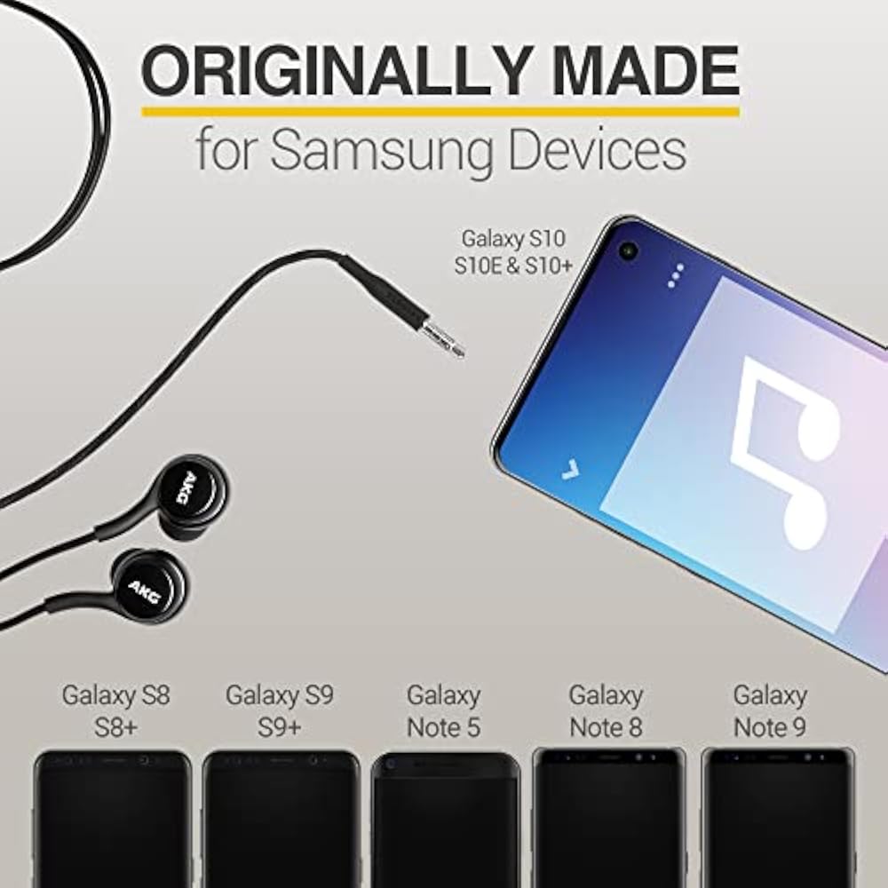 ElloGear OEM Earphones Stereo Headphones for Samsung Galaxy S10 S10e Plus A31 A71 Cable - AKG Des...