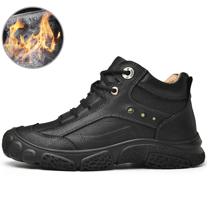Fashion Golden Sapling Outdoor Men's Boots Genuine Leather Winter Shoes for Men Classics Mountain Trekking Footwear Tactical Ankle Boot