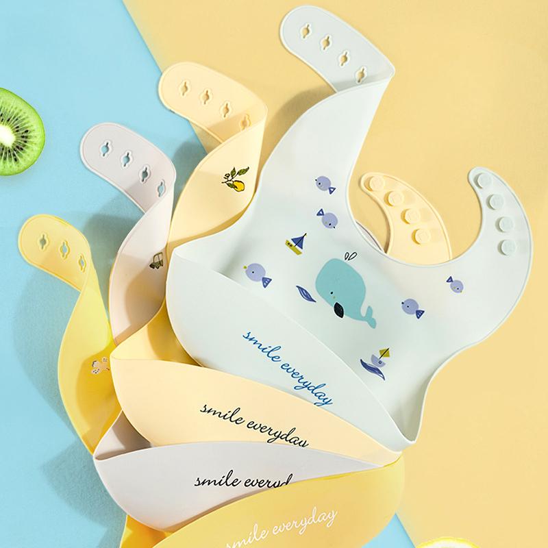 Waterproof Baby Bibs For Baby Kid Soft Silicone Feeding Bib Summer Baby Stuff Feeding Cartoon Print Girl Boy Bibs Burp Cloths