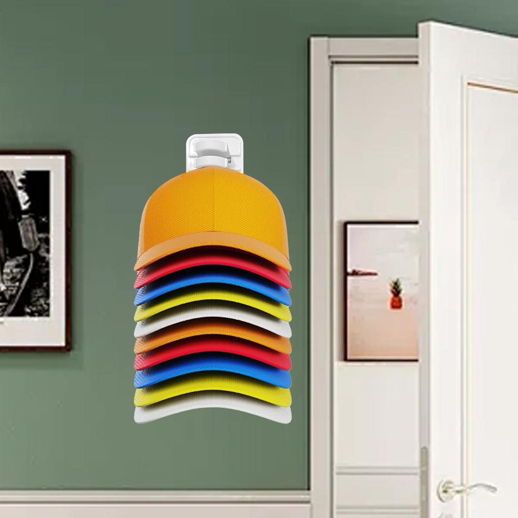 Hat Rack Wall Mounted Adhesive Hanger Hold 10 Hats Baseball Cap Stand For Living Room Closet Door Entryway Bedroom Dorm Shelf
