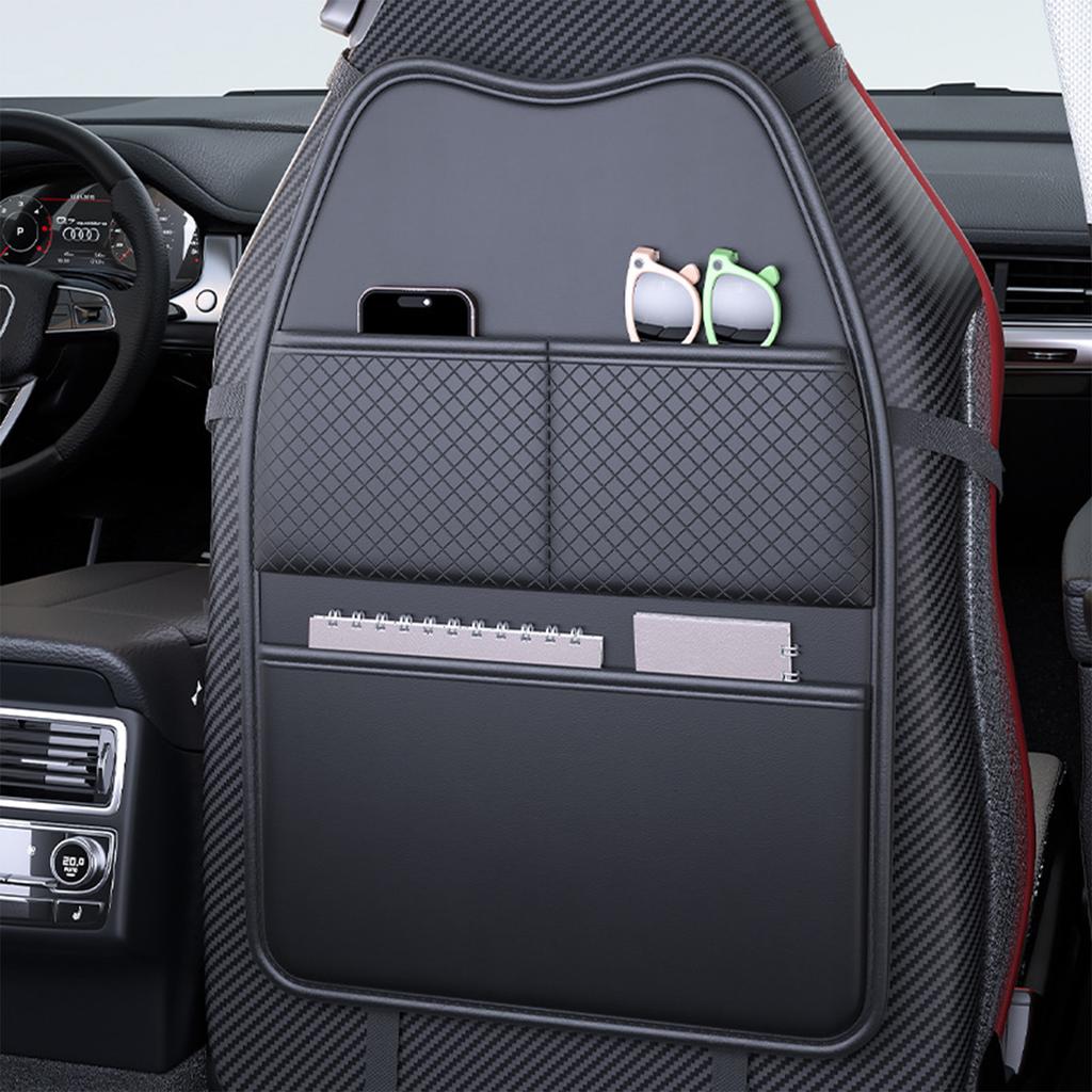Car Seat Back Protector 2 In 1 PU Leather Anti Kick Pad With Storage Bag For Car Interior Accessories