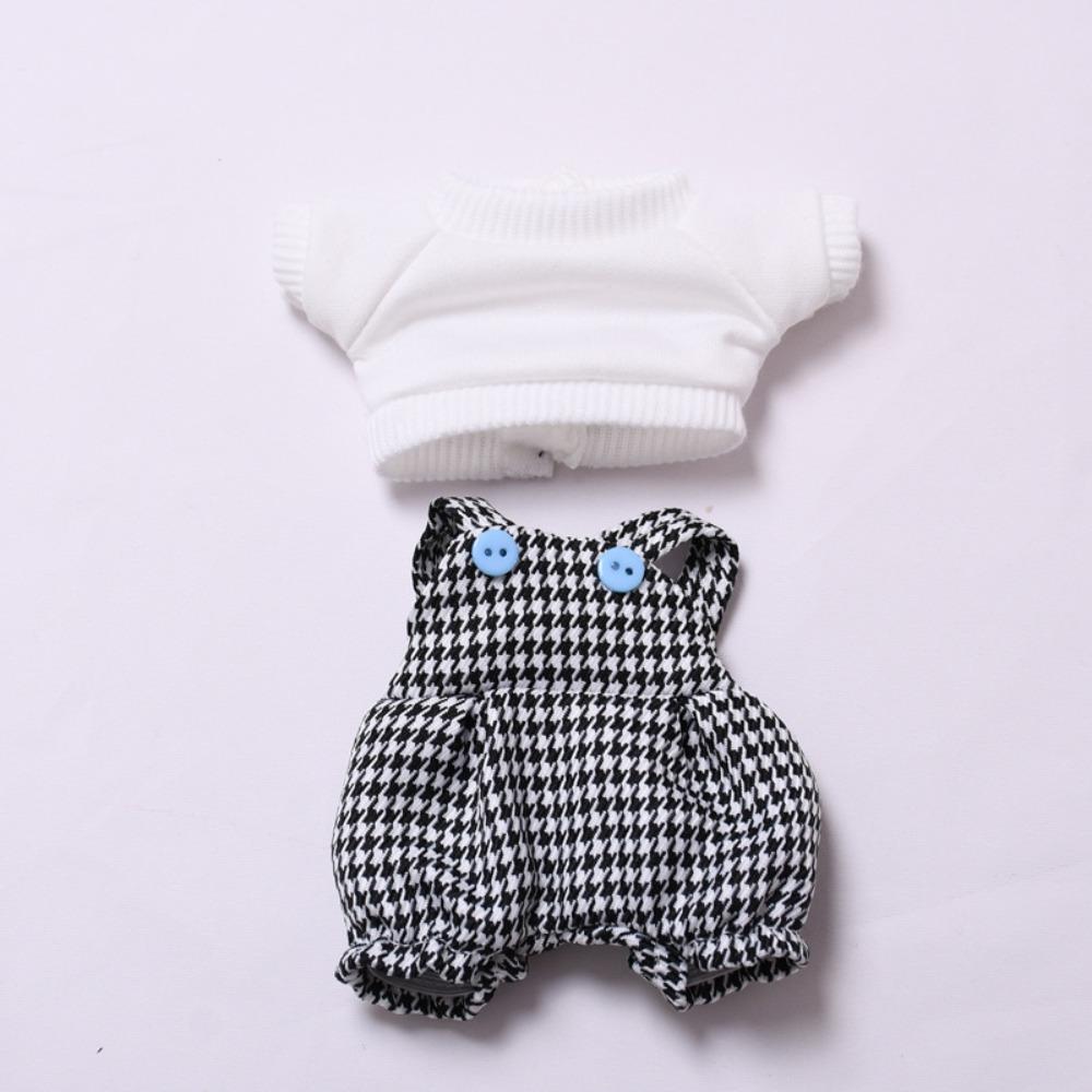 

Khaki Hat Labubu Doll s Clothes Houndstooth 17cm Plush Dolls Clothes Cotton Doll Accessories Style 1