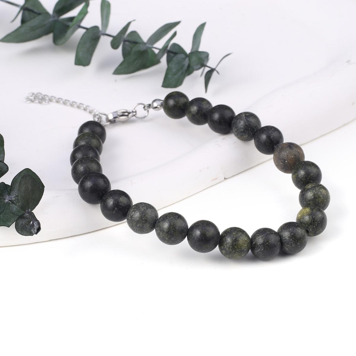 

Новый стильный женский браслет, натуральный камень, флюорит/агат/розовый кварц/унакит, бусины 8X8 мм, подвески для женщин, подарок на день рождения Green