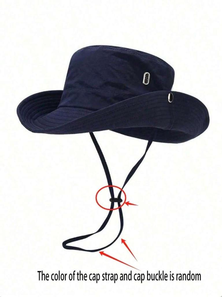 Solid Color Wide Brim Bucket Hat For Sun Protection Adjustable Outdoor Sports Beach Travel