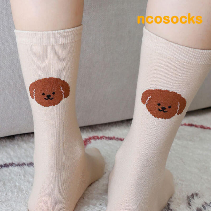 FSN134_Poggle Puppy Women s Long Socks white