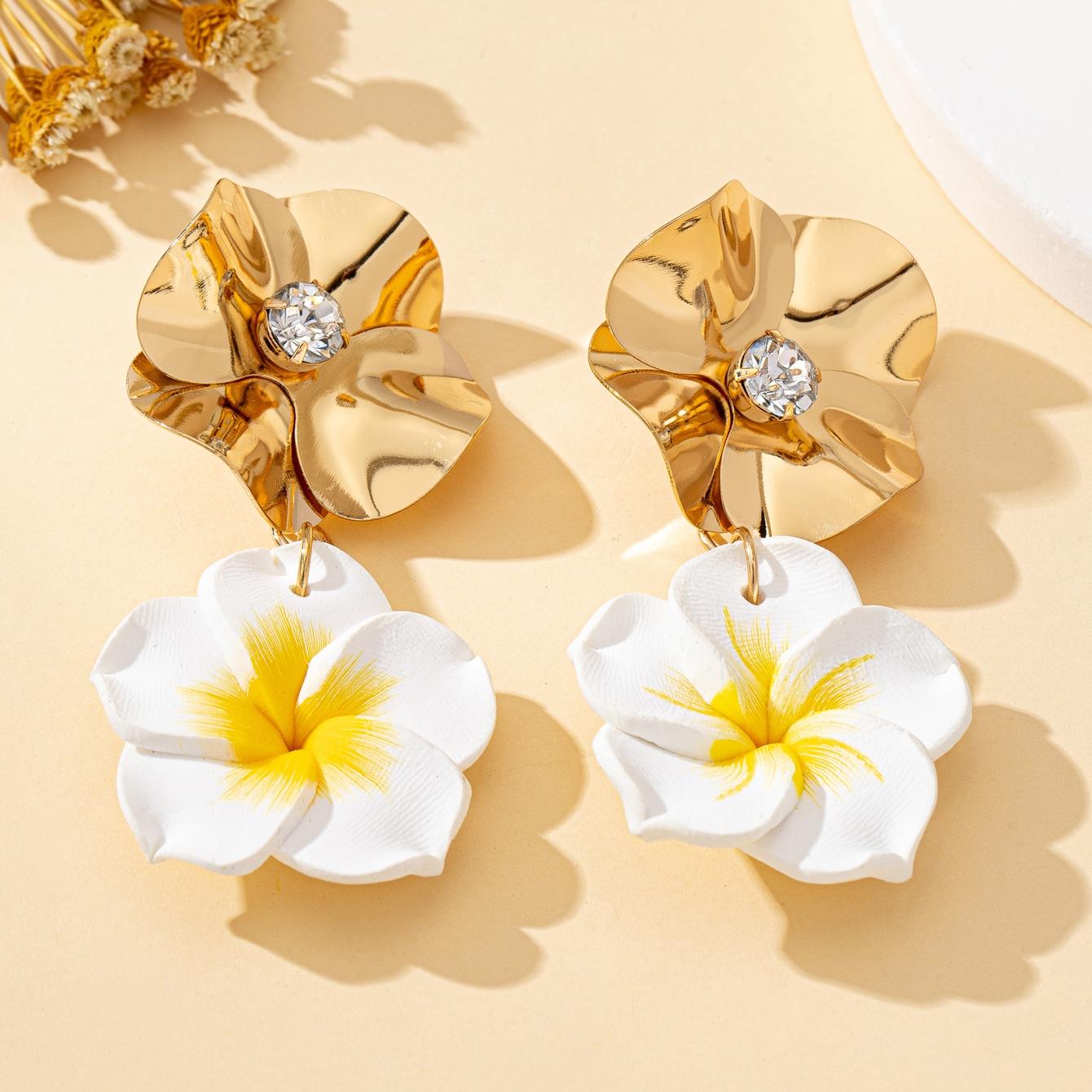

Women s Earrings Yellow Soft Clay Flower Earrings Suitable for Daily Wear and Vacation Wear жёлтый