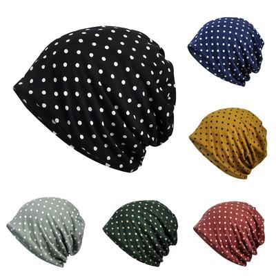 Women India Muslim Stretch Turban Hat Dot Print Hair Loss Head Scarf Wrap