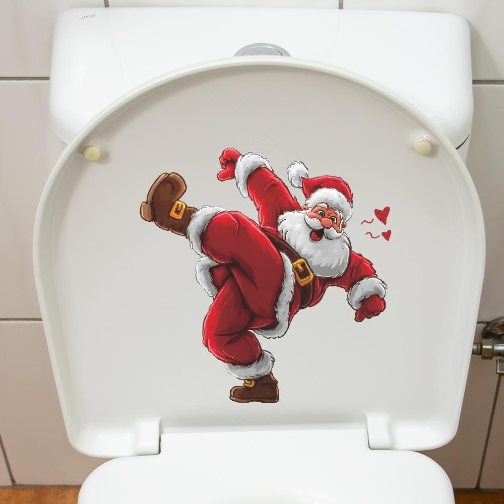 Creative and Funny Santa Claus Bathroom Toilet Home Beautification Wall Stickers