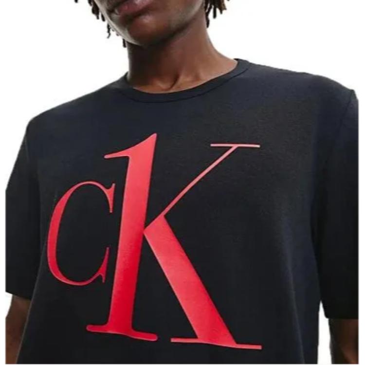 Calvin Klein Letter Print Crew Neck Fitted Short Sleeve T-Shirt Men Tops Black NM1903E-6N9