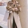 Women's High-End Color Block Trench Coat, Mid-Length, Autumn 2024 Collection