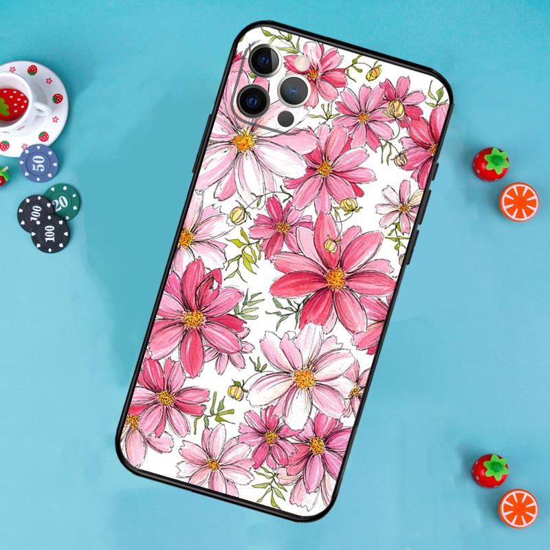 Yellow Cosmos Flowers Lavender Phone Case For iPhone 17 Air 15 14 13 12 11 16 Pro Max 13 12 mini 15 16 Plus 16e Cover Funda