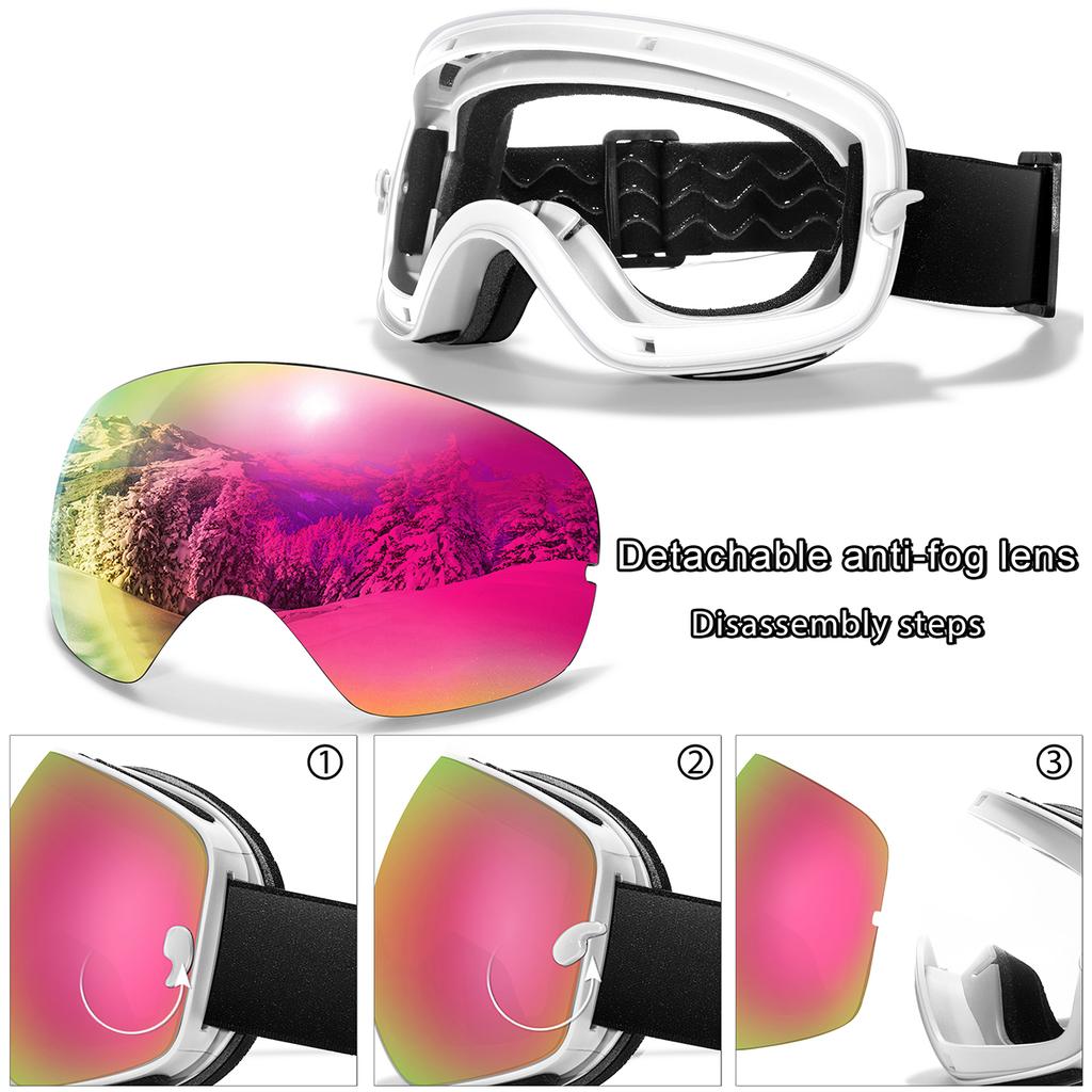 Anti-Fog UV400 Snowboard Goggles for Men Women Outdoor Sports Ski Mask Cycling Glasses with Replacement Lens Christmas Gift