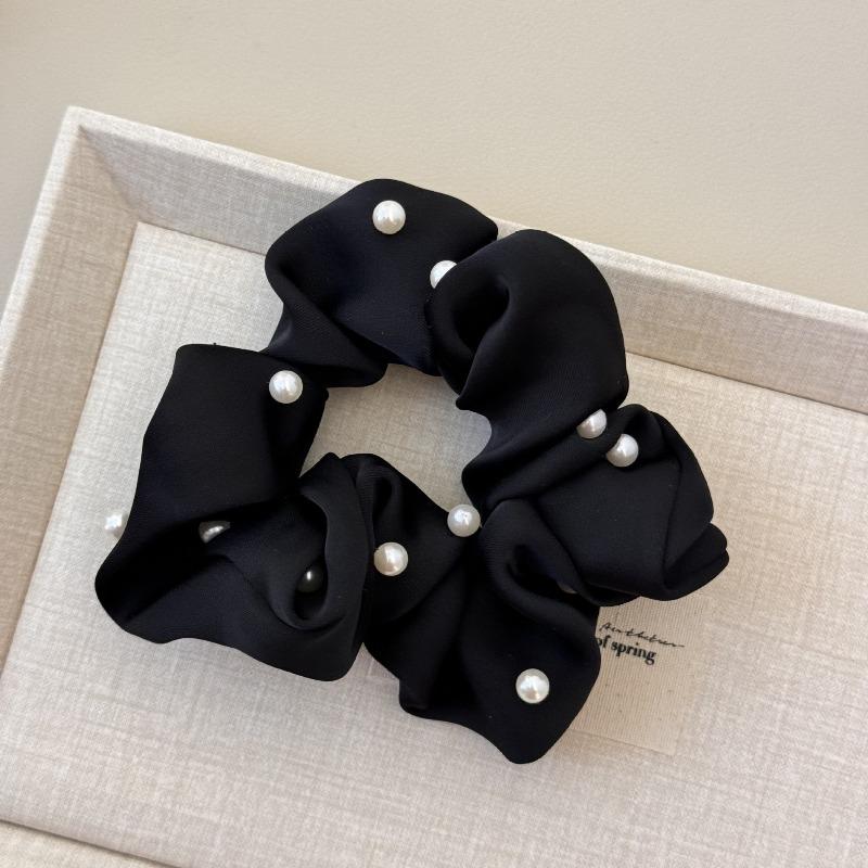 Sweet and Soft Pearl Large Intestine Hair Band for Women Japanese-style Satin  Versatile High Ponytail Headwear  Hair Accessory  Hair Tie Hair Tie