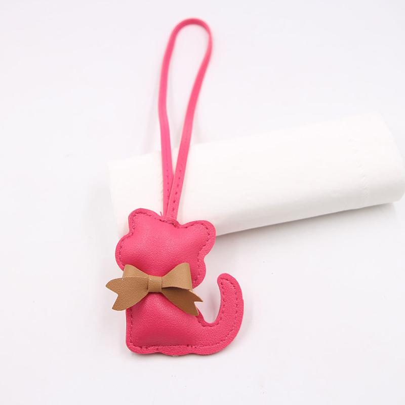 

Cat Keychains Bag Charm Adorable Bow Tie Details Perfect Gift Pu Leather Bag Pendant Accessory A3