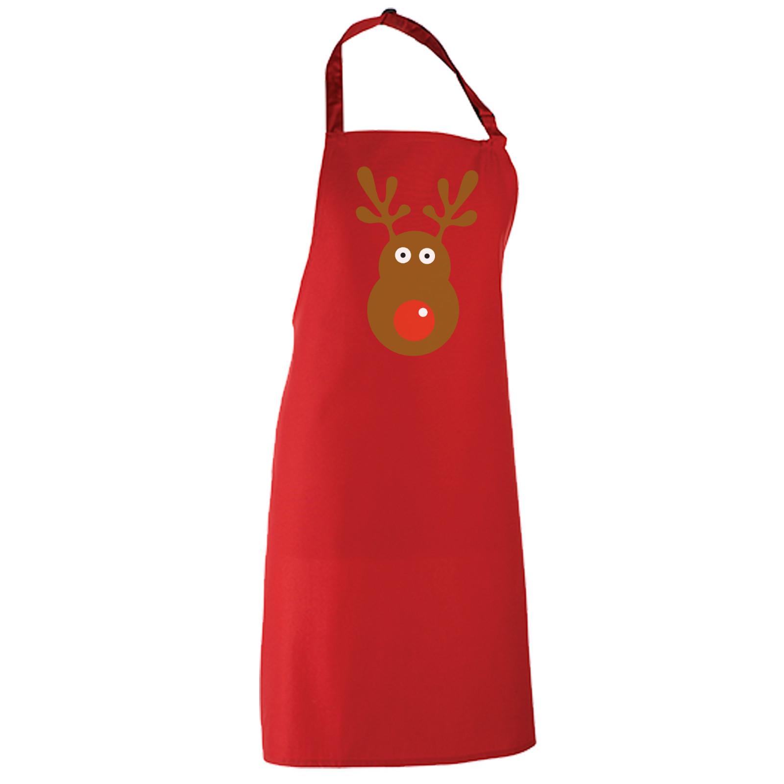 Rudolph Reindeer Face Apron Christmas Retro Rudolf Xmas Cook Chef XL