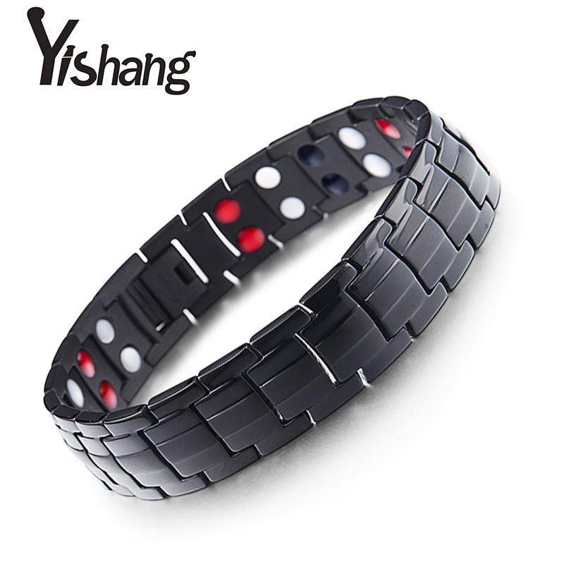 Stainless Steel Magnetic Double-Row Mens Bracelet Geometric Design Gift Office Professionals