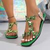 Butterfly-decorated Fairy-style Flat Sandals, Ladies' Fashionable Square-toe Versatile Sandals