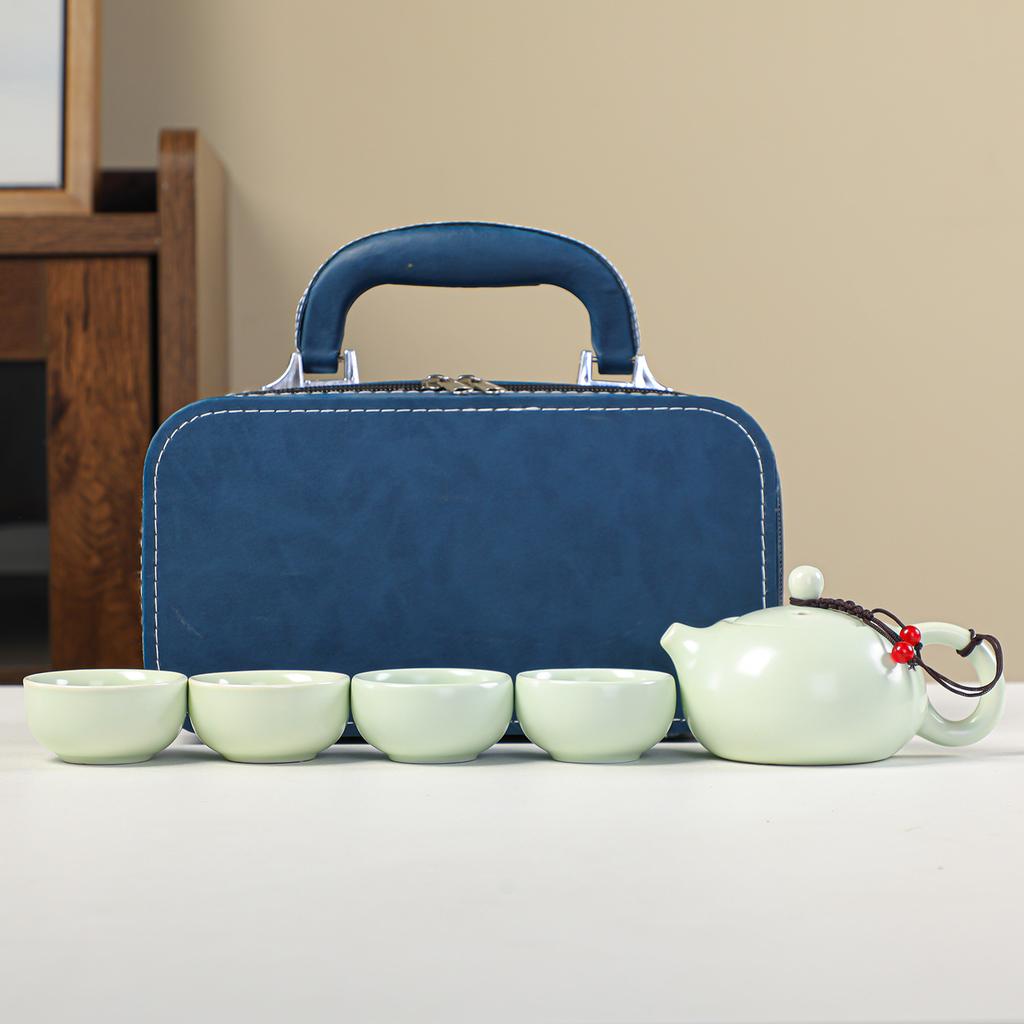 Kung Fu Travel Tea Set Ceramic Complete Outdoor Portable Tea Set Gifts One Pot, Two Cups, Four Cups