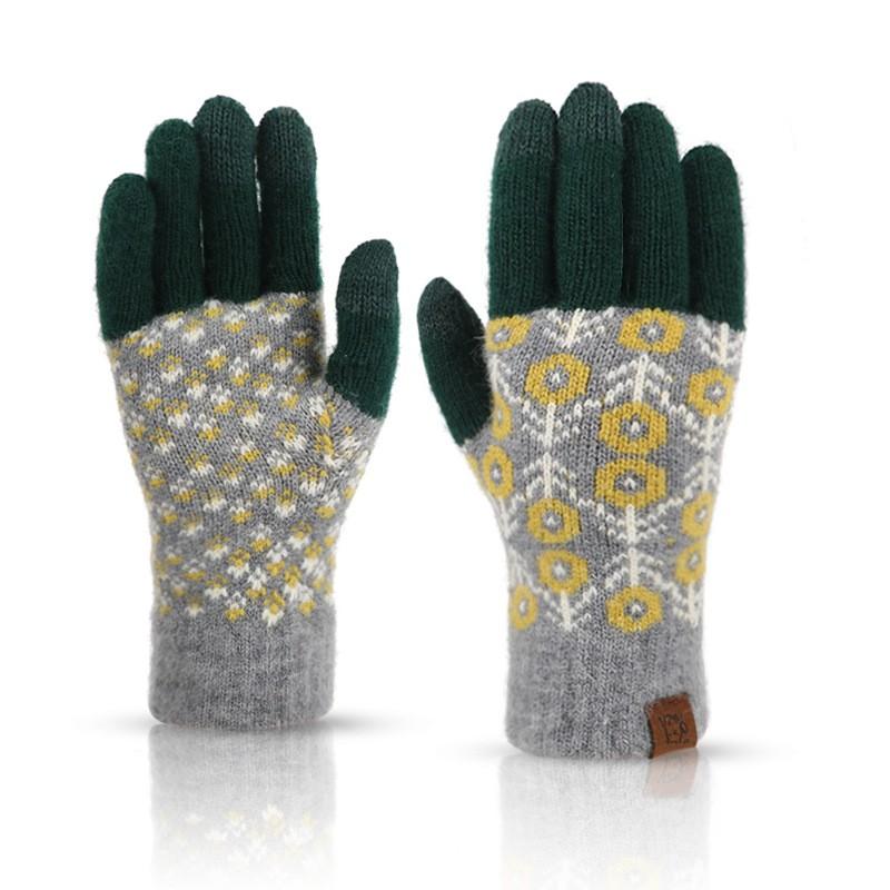 Japanese Style Knit Touchscreen Gloves Winter Warm Wool Blend Men Women Outdoor Cycling