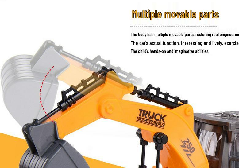 Children's Rechargeable Remote Control Excavator Bulldozer Toy with Lights