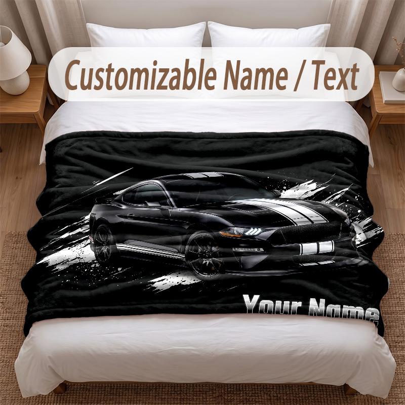 Tema Corse Automobilistiche Coperta Morbida Personalizzata Nome Personalizzato Stampa Testo Coperta Calda Decorazione Divano Casa Camera da Letto