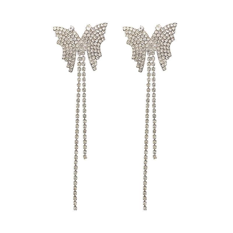 Butterfly Tassel Rhinestone Necklace Female Tide Bride Full Diamond Neck Chain Fashion Suit Collarbone Chain