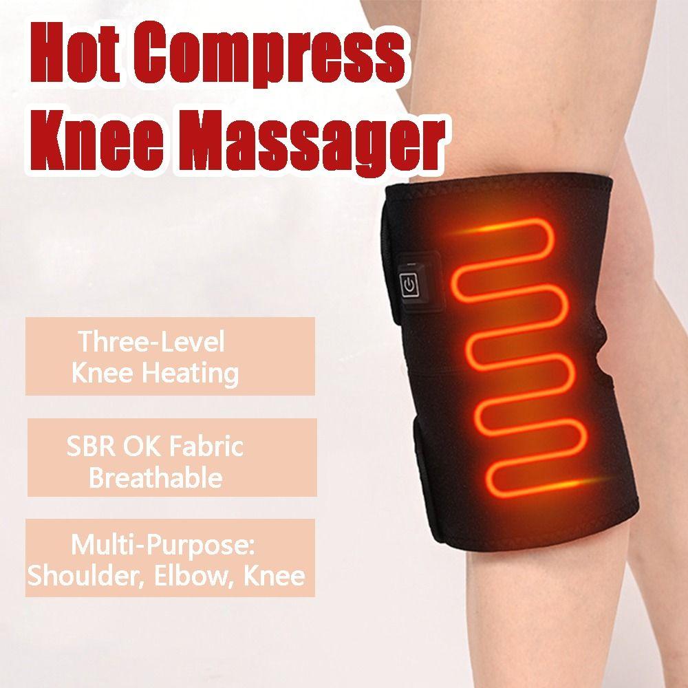3 in 1 Heated Knee Wrap Black Heating Vibration Massager Heated Knee Brace Arthritis Prevention