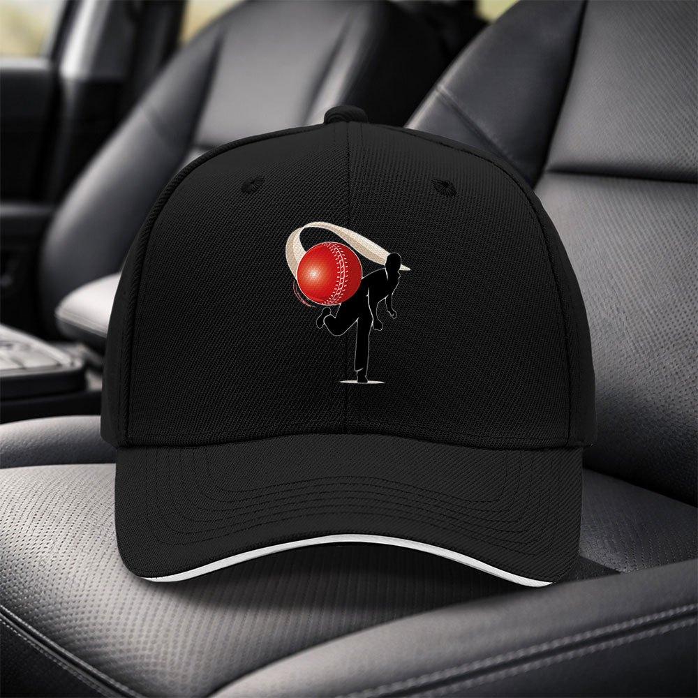 CricketThemed Adjustable Duckbill Cap  Black Unisex Cricket Pattern Cap for Unisex  Women Hand Washable