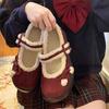 Women Loafers Winter New Fashion Plush Warm Round Toe Mary Jane Shoes Low Heel Non-slip Simple Women Flats Shoes