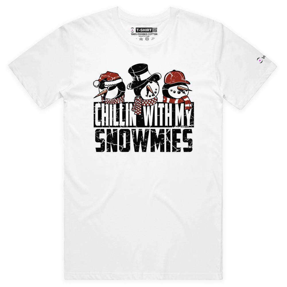 VOICEART Расслабляюсь со своими снежными друзьями Забавная рождественская футболка с принтом для праздников M