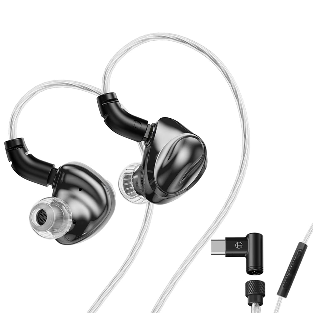 TRN Dolphin Wired 1DD Dynamic Second Generation LCP Dual Magnetic Dynamic HiFi Monitor Metal Detachable Interchangeable Plug In-Ear Headphones, (1