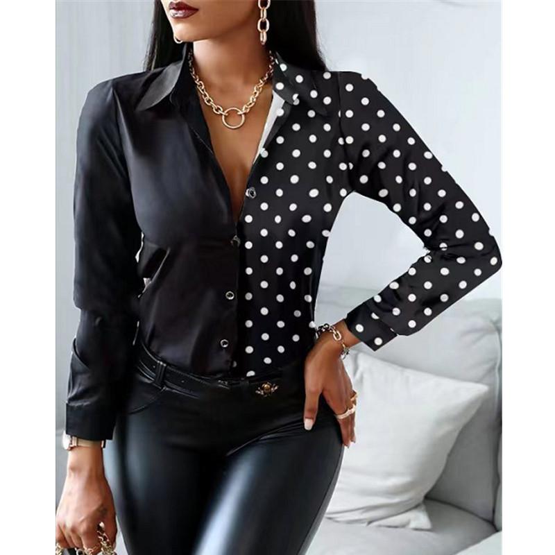 Jarní a podzimní novinka Dámské Univerzální Dlouhý rukáv Každodenní Business Dojíždění Elegantní Pohodlí Sexy spodní košile Top