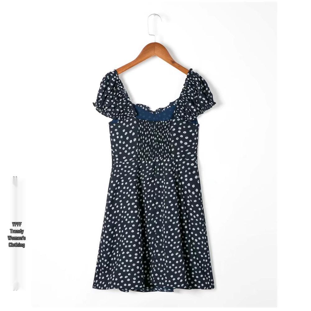 Trendy One-Shoulder Navy Floral Bodycon Mini Dress