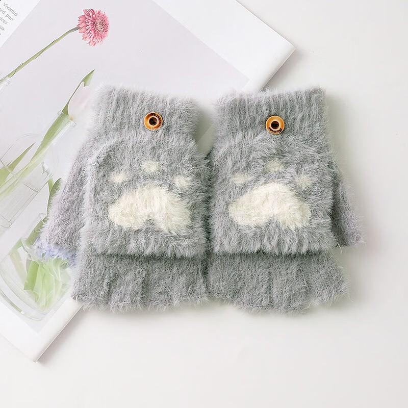 REACH STAR Winter Cat Paw Flip-Top Fingerless Gloves