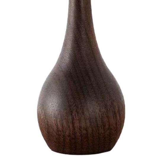 Mini Wooden Vase for Dried Flowers Natural Walnut Aromatherapy Diffuser Vintage Small Decorative Vase for Desk Shelf Home Decor